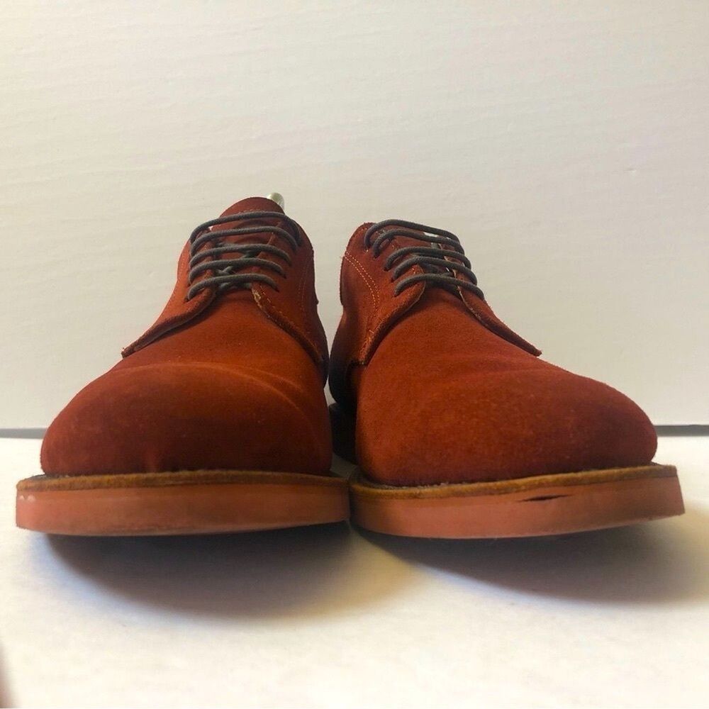 VTG WALK-OVER Men 10 Lace Up Red Suede Oxford Retro Derby Shoes USA Academia 50s - Picture 3 of 16
